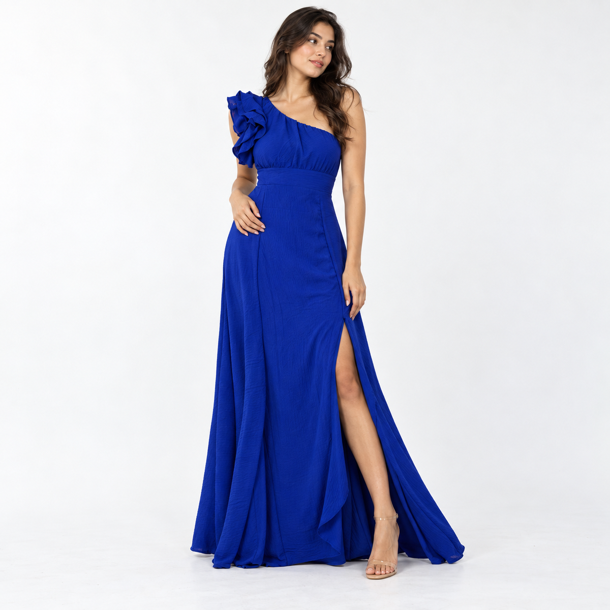 Vestido Longo Ombro Unico com Fenda